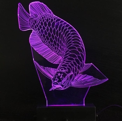 3D akvarielampe med akrylplade - Arowana